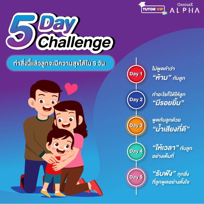 5 Day Challenge ทำสิ่งนี้แล้วลูกจะมีความสุขได้ใน 5 วัน TUTOR-VIP x GeniusX Alpha